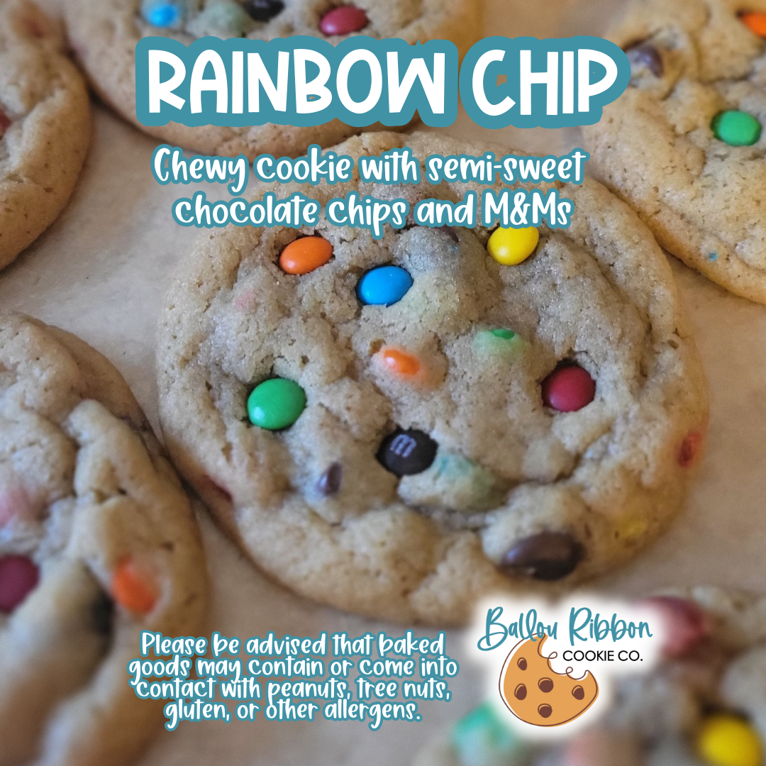 Classic chewy cookie with semi-sweet chocolate chips and M&Ms